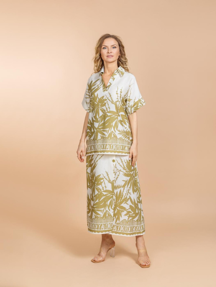 Костюм юбка и блузка (вискоза,лен) 25-209-3 разме