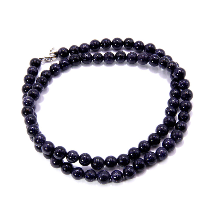 Бусы из камня Синий авантюрин оберег от порчи и сглаза шарики 6мм 47см