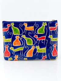 Косметичка кожа ручной принт "Кошки"