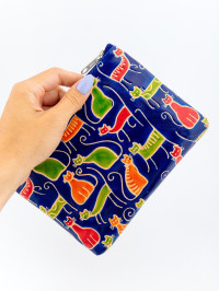 Косметичка кожа ручной принт "Кошки"