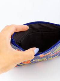 Косметичка кожа ручной принт "Кошки"