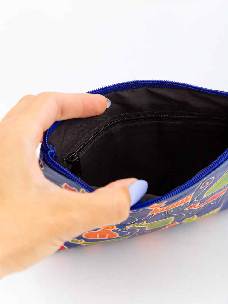 Косметичка кожа ручной принт "Кошки"