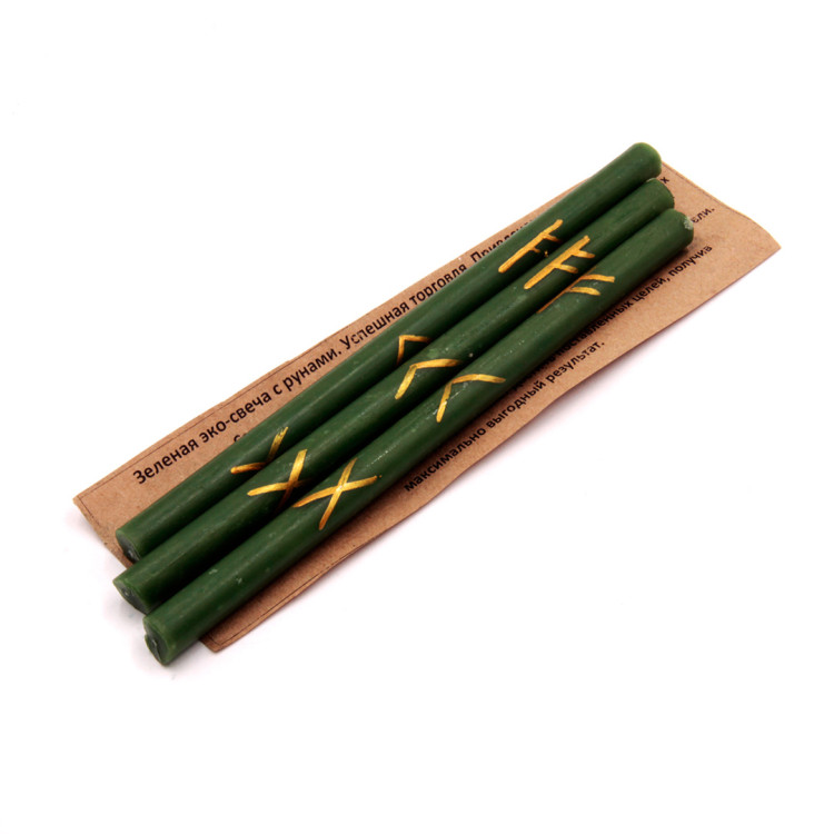 Свеча воск  с рунами Успешная тогровля Привлечение клиентов 18см-1см уп-3шт