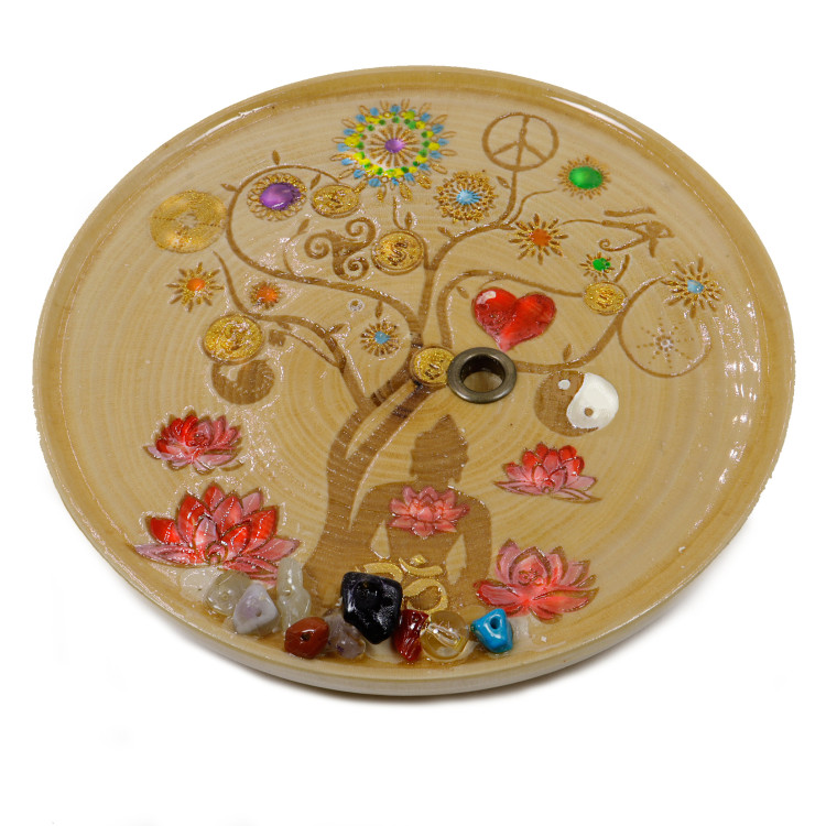 Подставка  под благовония Будда по денежным деревом - финансовая защита 11см