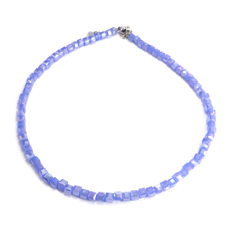 Бусы чокер Кубик хрусталь Небесная лазурь 4мм-38см алмазная огранка