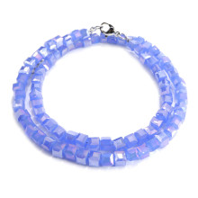 Бусы чокер Кубик хрусталь Небесная лазурь 4мм-38см алмазная огранка