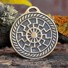BV01-22 Оберег № 22 Черное Солнце, бронза, Д-27мм, 27*30мм (СО 022)