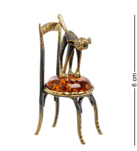 Фигурка "Кот на стуле" (латунь, янтарь)