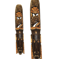 Маска настенная с денежный карпом, дерево албезия символ изобилия, везения и успеха 100см