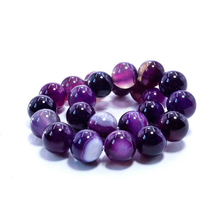 Браслет из камня Фиолетовый агат оберег 8мм
