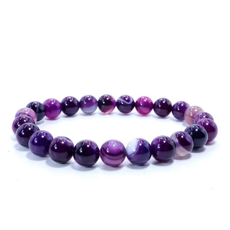 Браслет из камня Фиолетовый агат оберег 8мм