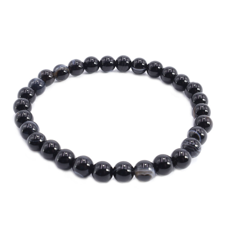 Браслет каменный  Черный агат - защита от дурного глаза порчи и соперниц