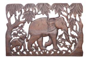 Панно "Слониха со слоненком", 45x30см