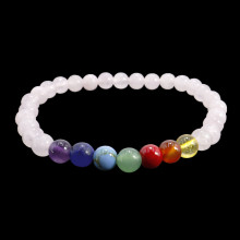 Браслет из камня 7чакр и Розовый кварц привлекает любовь и счастье 6мм