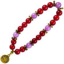 BA472 Браслет с подвеской на Гармонию (Лотос) камень,8мм