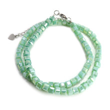 Бусы чокер Кубик хрусталь Изумрудные 4мм-38см алмазная огранка