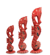  Фигурка "Морской конек" (батик, о.Ява) набор из 3-х, красн. 50см