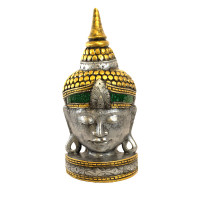 Маска настольная Голова Будда с мозаикой из стекла дерево Суар 50см