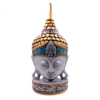 Маска настольная Голова Будда с мозаикой из стекла дерево Суар 50см