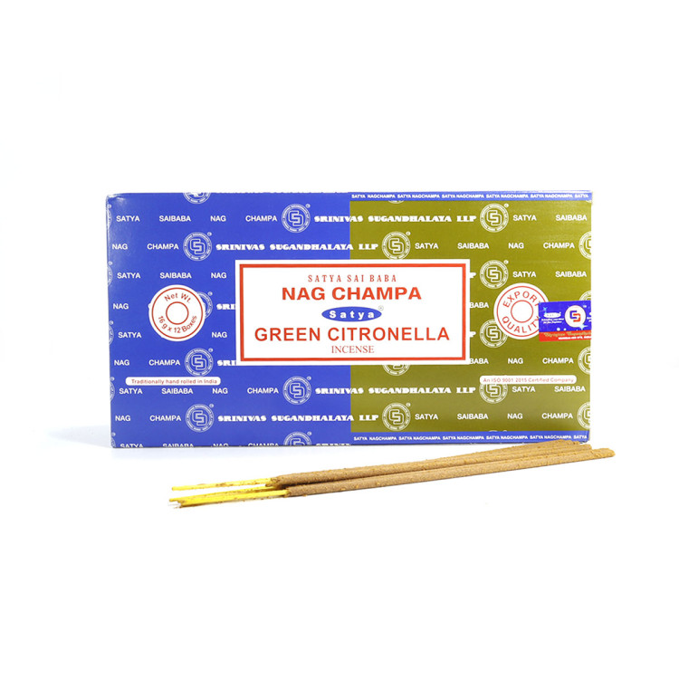 Благовония Satya 16gm Combo Nag Champa-Green Citronella  Комбо Нагчампа-Цитронелла зеленая  уп-12шт