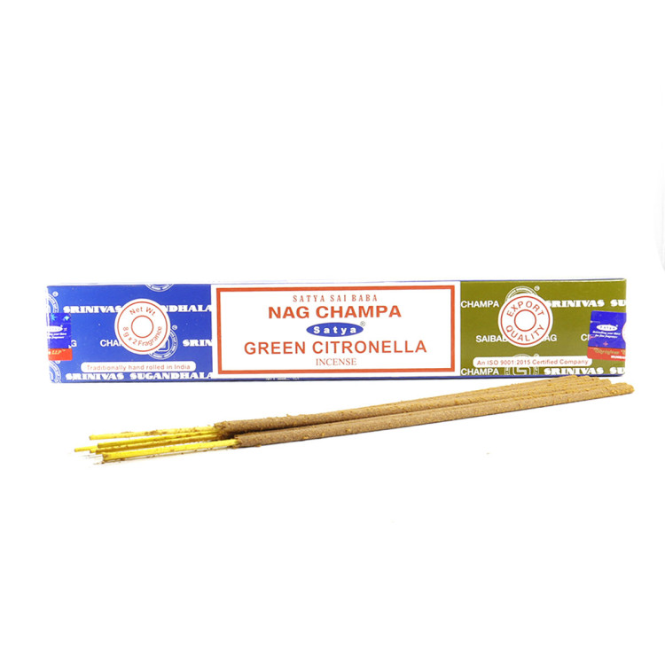 Благовония Satya 16gm Combo Nag Champa-Green Citronella  Комбо Нагчампа-Цитронелла зеленая  уп-12шт