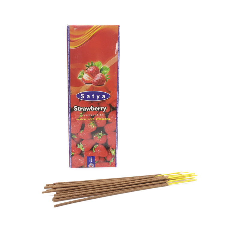 Благовония Satya Hexa Strawberry Клубника аромапалочки уп-6шт