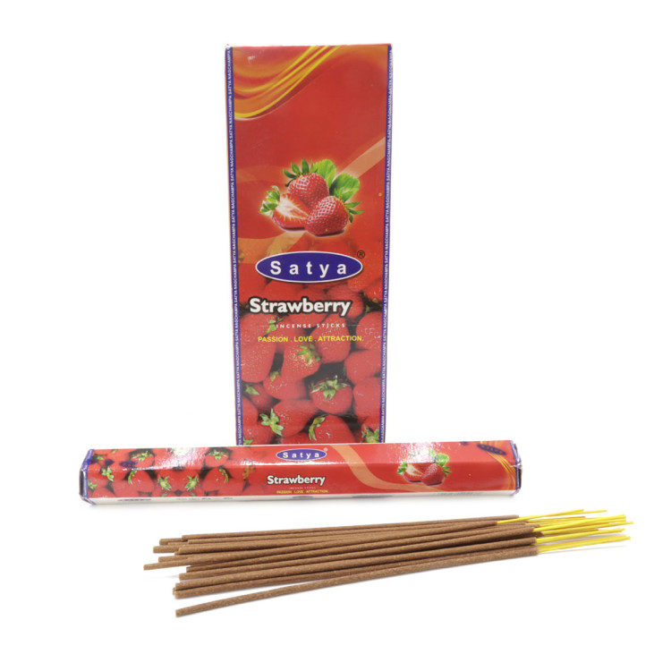 Благовония Satya Hexa Strawberry Клубника аромапалочки уп-6шт