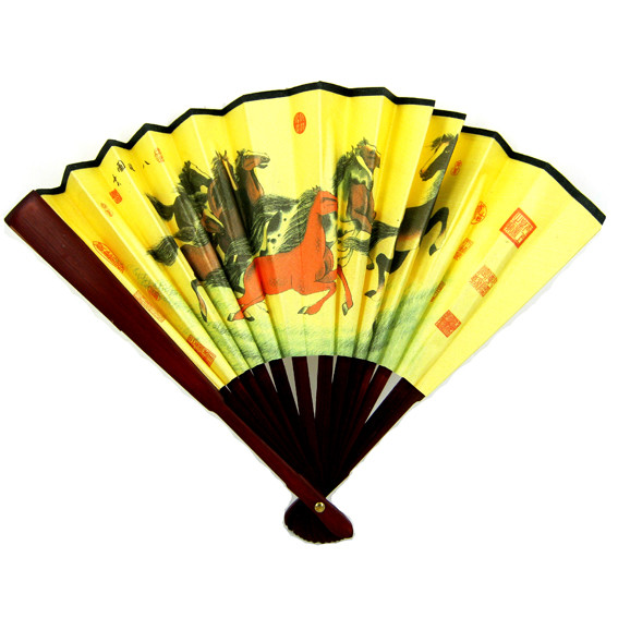 Веер 23х42см дерево, ткань