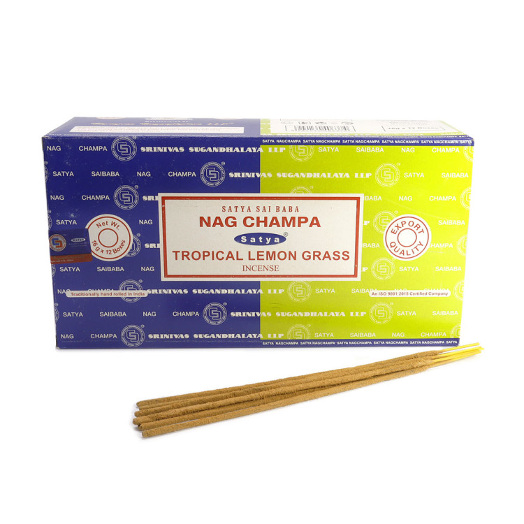 Благовония Satya 16gm Combo Nag Champa- Tropical LemonGrass Комбо Нагчампа- Тропич.Лимонник уп-12шт