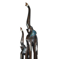 Фигурка из дерева Пара Слонов хобот вверх-стабильность, богатство, добрая удача дерево Албезия 70cm