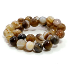 Браслет каменный Серый агат - карьерный рост, высокий заработок, везение 6мм