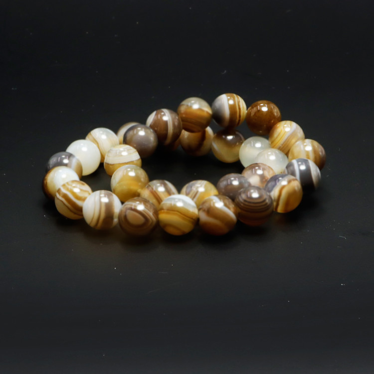 Браслет каменный Серый агат - карьерный рост, высокий заработок, везение 6мм