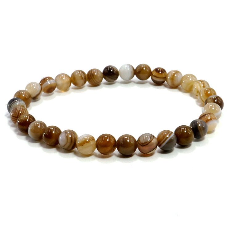 Браслет каменный Серый агат - карьерный рост, высокий заработок, везение 6мм