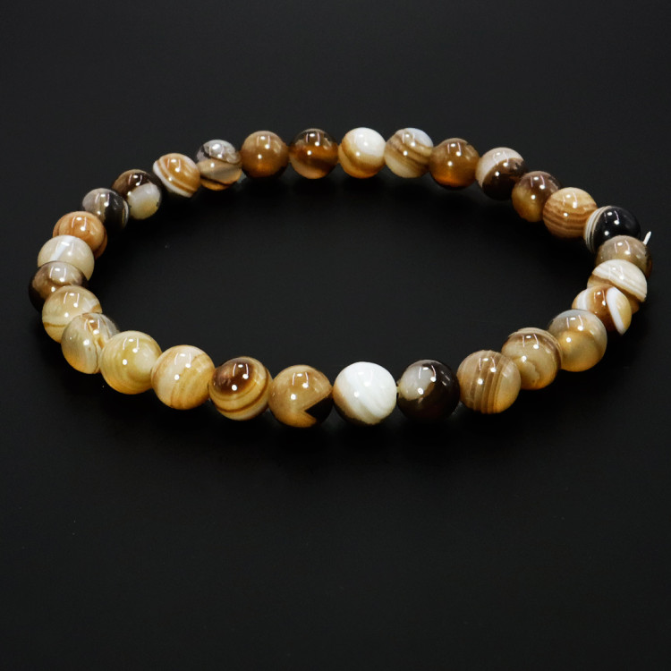 Браслет каменный Серый агат - карьерный рост, высокий заработок, везение 6мм