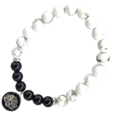 BX066 Браслет с подвеской на Гармонию (Лотос) камень,8мм