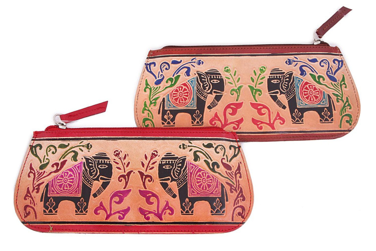 Портмане натуральная кожа ручной принт набор из 2