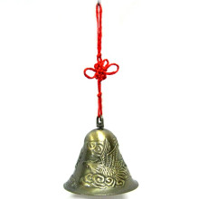 E103 Подвеска Колокольчик с Драконом и Фениксом 15см латунь