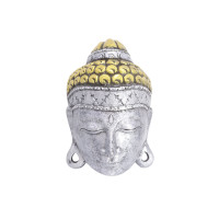 Маска настенная Голова Будды SILVER дерево Суар 30см-19см