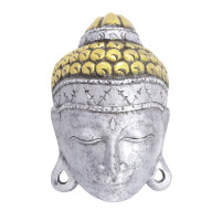 Маска настенная Голова Будды SILVER дерево Суар 30см-19см