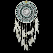 Ловушка снов из макраме оберег бело-голубая символ чистоты, гармнии и семейного счастья d-42см-100см