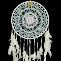 Ловушка снов из макраме оберег бело-голубая символ чистоты, гармнии и семейного счастья d-42см-100см