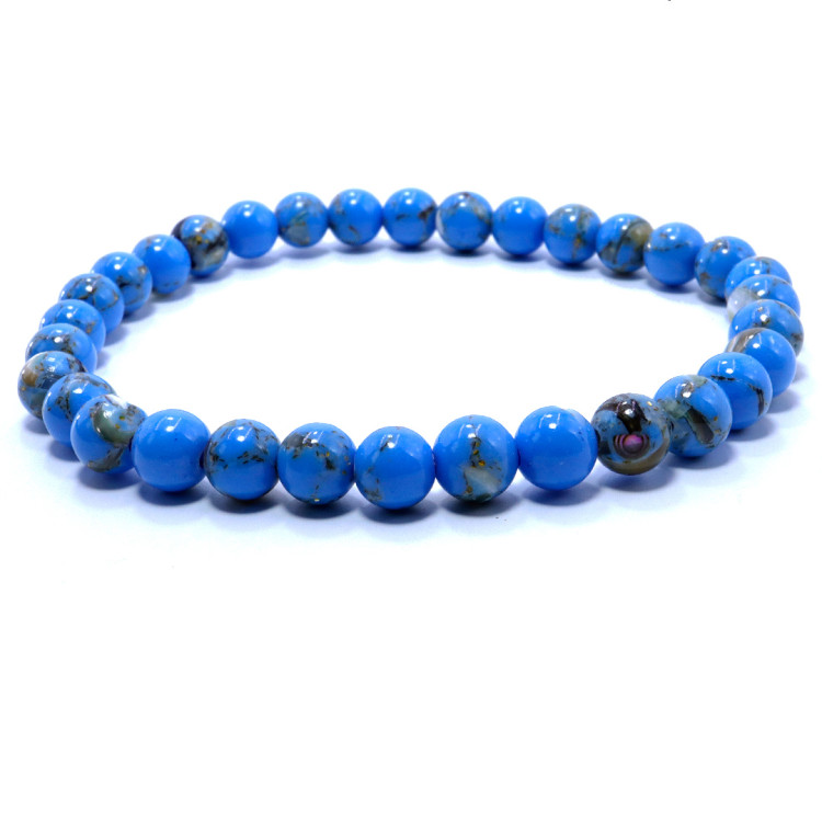 Браслет каменный Иранская бирюза камень удачи, любви и радости, а также символ ясности ума 6мм