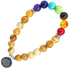 BX078 Браслет с подвеской на Гармонию (Лотос) камень,8мм