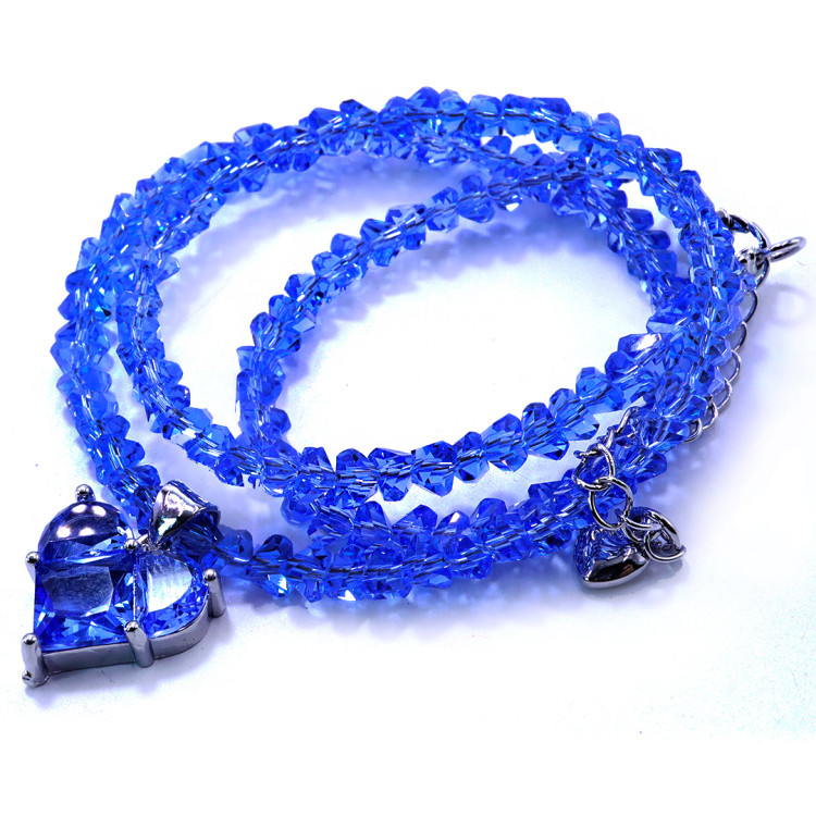 Бусы с сердечком чокер граненные из искуственного Хрусталя лазурные