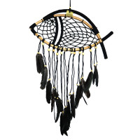 Ловушка снов Рыба из ротанга Черная снимает блоки с денежного канала h-80см L-50см