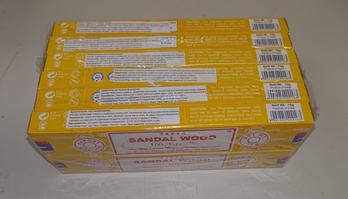 Благовония Satya B  Sandal Wood (Bangalor) Сандал 15gm уп-12шт ПЕРЕПАКОВКА
