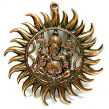 Панно Ганеш в круге 27см силумин