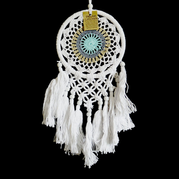 Ловушка снов бело-серого цвета Защита и гармония семейных отношений h-40см d-17см