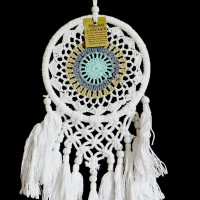 Ловушка снов бело-серого цвета Защита и гармония семейных отношений h-40см d-17см