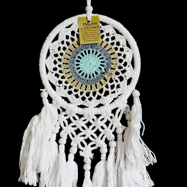 Ловушка снов бело-серого цвета Защита и гармония семейных отношений h-40см d-17см